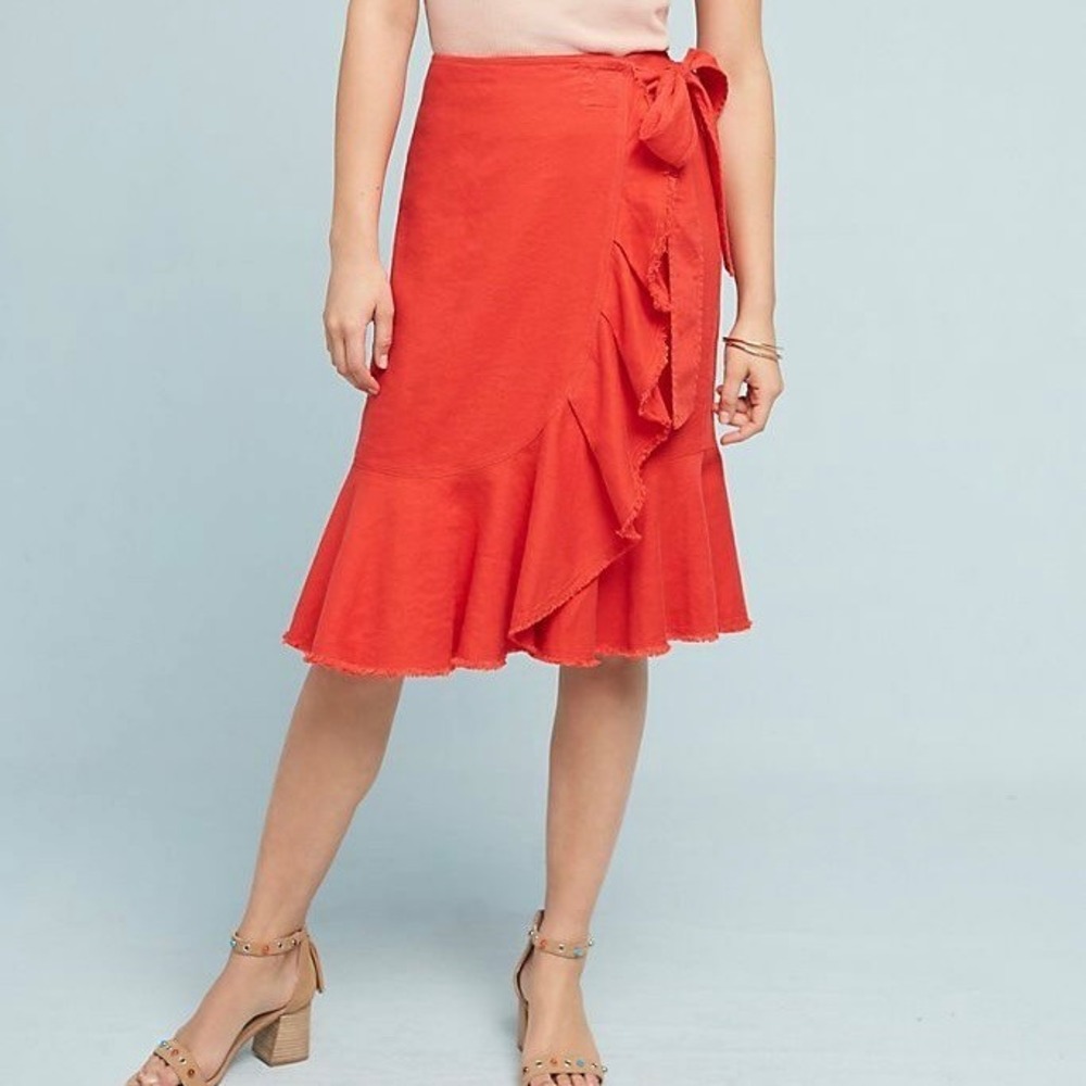 Anthropologie Holding Horses Ria Ruffled Wrap Midi Skirt